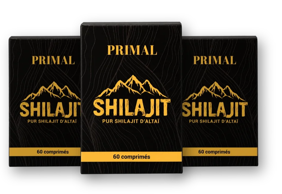 Trois boîtes de comprimés de Shilajit Primal