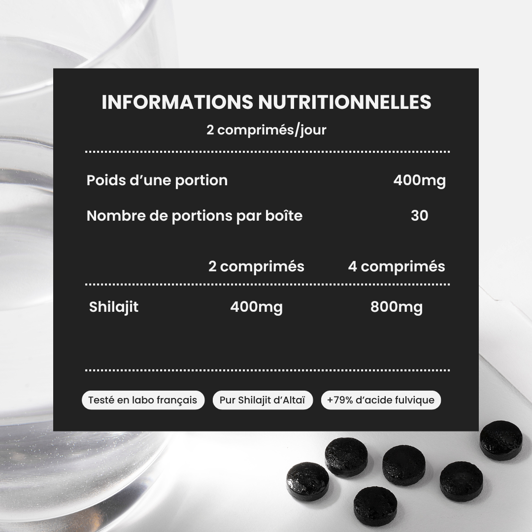 Comprimés de Shilajit Primal - Booster Naturel de Testostérone