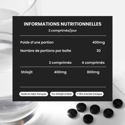 Comprimés de Shilajit Primal - Booster Naturel de Testostérone